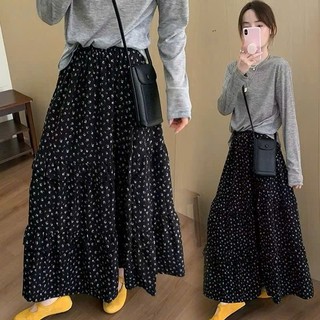Chân Váy Dài Hoa Nhí Xếp Tầng Vải Xốp Lưng Chun Dáng Chữ A  CV2400 Vintage Đi Biển - Cakecat