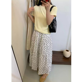 Chân Váy Dài Hoa Nhí Xếp Tầng Vải Xốp Lưng Chun Dáng Chữ A  CV2400 Vintage Đi Biển - Cakecat
