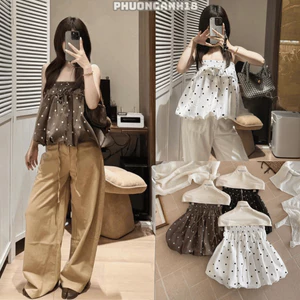 Áo quây chun baby doll chấm bi hàng QC 1345 A151