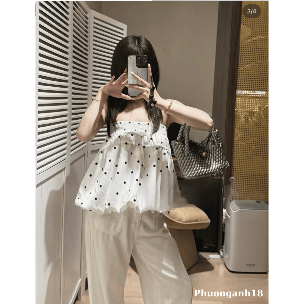 Áo quây chun baby doll chấm bi hàng QC 1345 A151