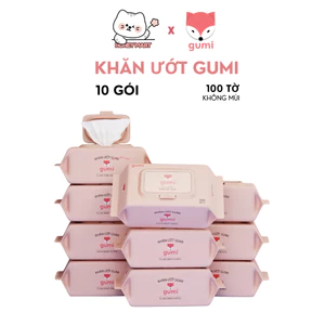 Combo 10 gói khăn ướt GUMI chính hãng không chứa cồn an toàn cho mẹ và bé