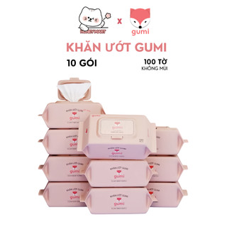 Combo 10 gói khăn ướt GUMI chính hãng không chứa cồn an toàn cho mẹ và bé