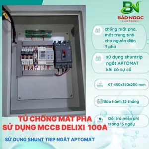 TỦ ĐIỆN CHỐNG MẤT PHA- MẤT TRUNG TÍNH ĐIỆN 3PHA DÙNG MCCB - KHỞI ĐỘNG TỪ DELIXI 65A-100A