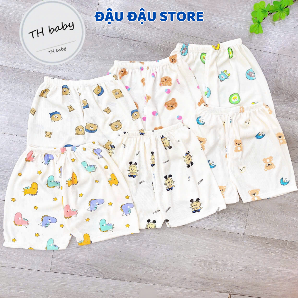 (Quần Đùi Tăm Lạnh) Set 5/10 Quần Đùi Quần Chục Sơ Sinh Tăm Lạnh Cho Bé Trai Bé Gái Vải Mềm Mịn [QT01] Đậu Đậu Store