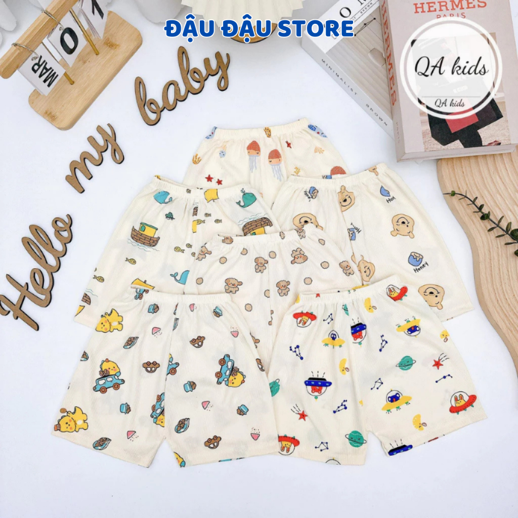 (Quần Đùi Tăm Lạnh) Set 5/10 Quần Đùi Quần Chục Sơ Sinh Tăm Lạnh Cho Bé Trai Bé Gái Vải Mềm Mịn [QT01] Đậu Đậu Store