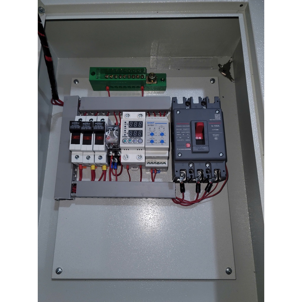 TỦ ĐIỆN CHỐNG MẤT PHA- MẤT TRUNG TÍNH ĐIỆN 3PHA DÙNG MCCB - KHỞI ĐỘNG TỪ DELIXI 65A-100A