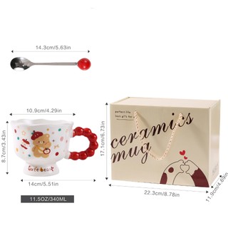 Cốc sứ gấu con 340ml ly sứ decor, ly sứ uống nước, cốc uống nước dễ thương