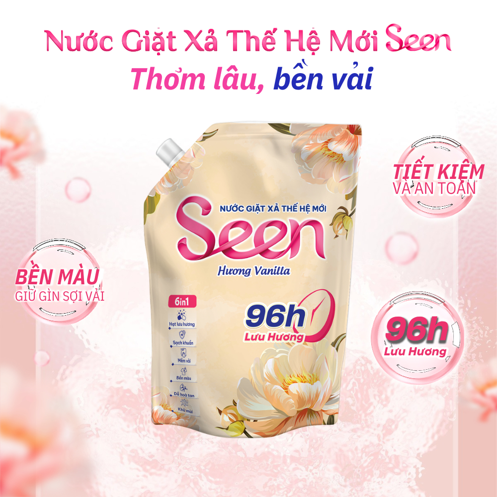 [1 TÚI] Nước Giặt Xả 6in1 Seen Hương Vanilla – Nước Giặt Thế Hệ Mới Lưu Hương 96H Túi 2kg