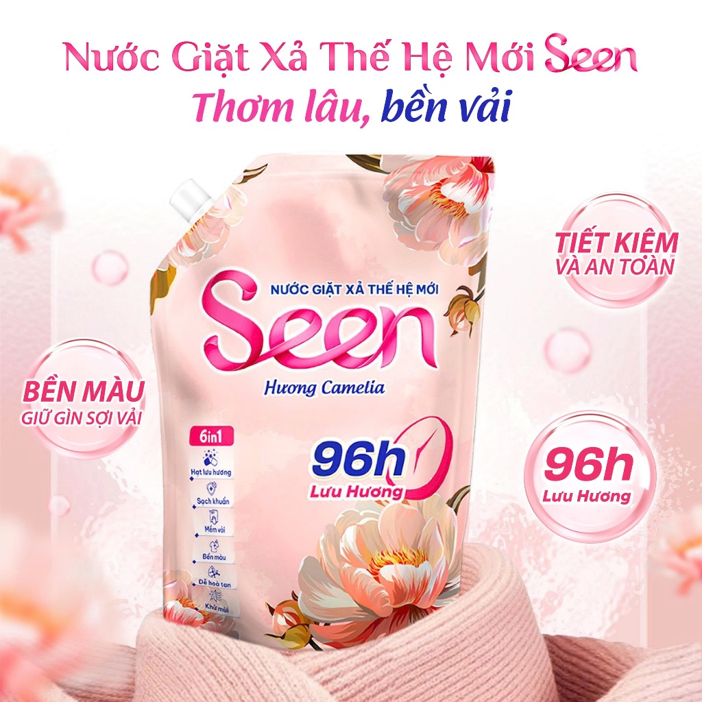 [1 TÚI] Nước Giặt 6in1 Seen Hương Camelia túi 2kg - Giặt Xả Thế Hệ Mới, Lưu Hương 96H