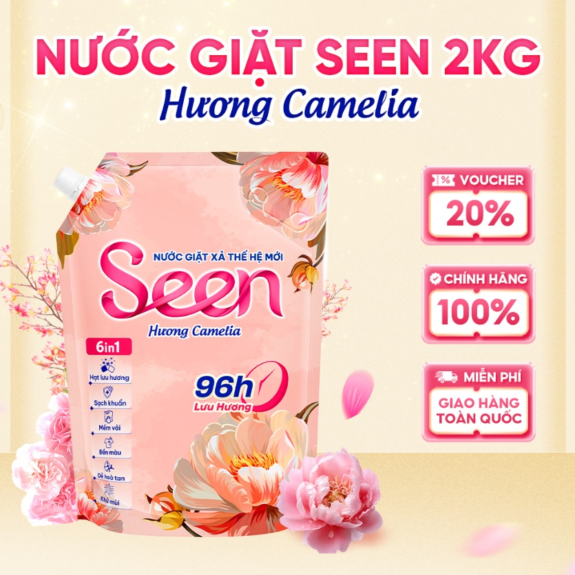 [1 TÚI] Nước Giặt 6in1 Seen Hương Camelia túi 2kg - Giặt Xả Thế Hệ Mới, Lưu Hương 96H