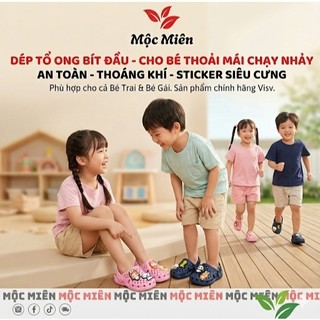 Dép Tổ Ong Bích Đầu Kèm Sticker Có Quai Cho Bé Dép Tập Đi Siêu Nhẹ Nhiều Màu