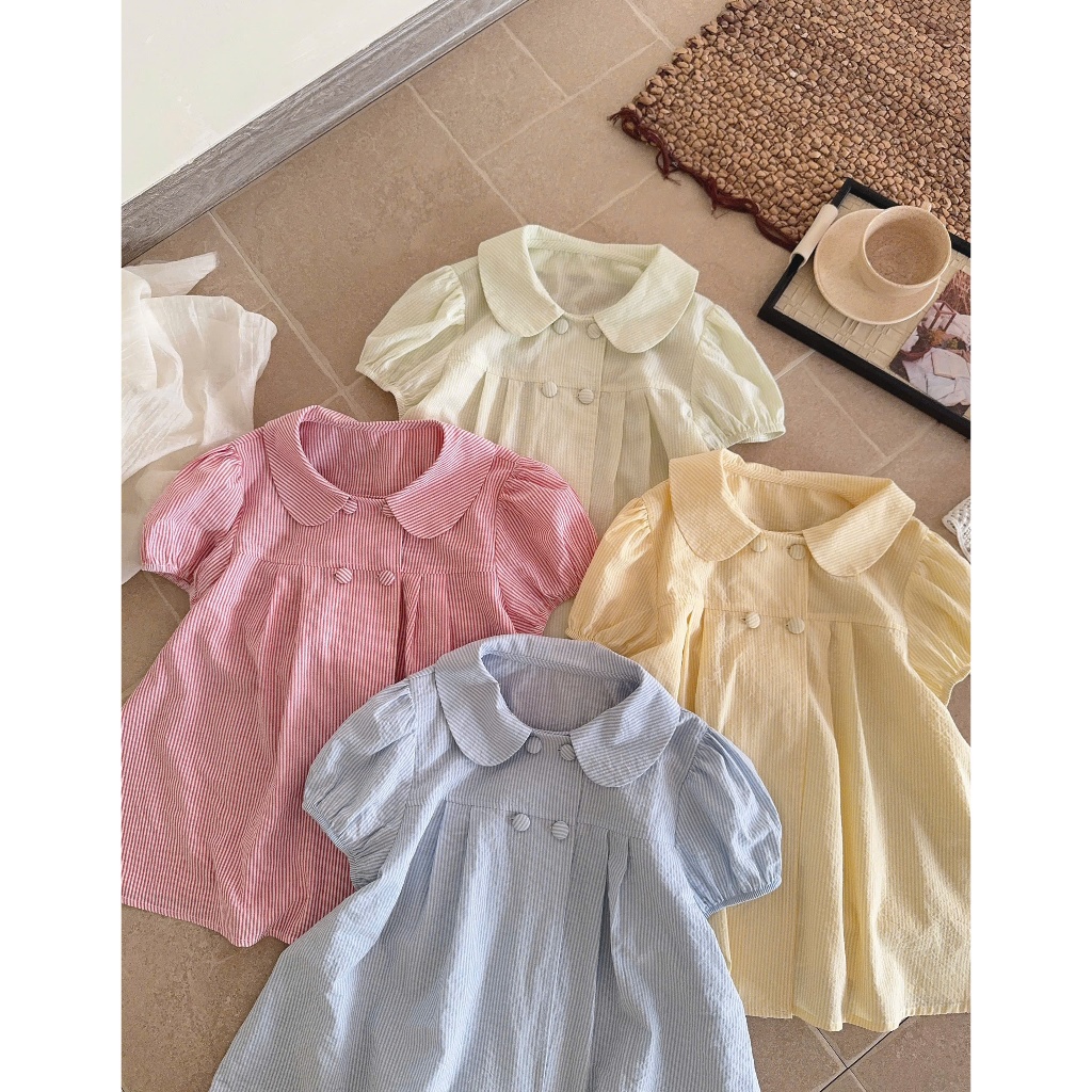 Áo babydoll sọc kẻ cúc bọc siêu xinh 6378 A155
