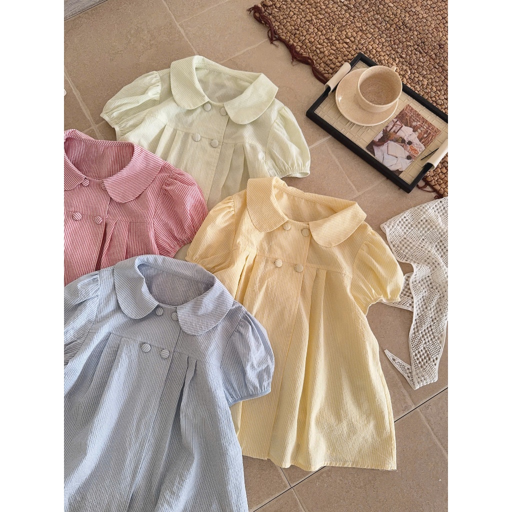Áo babydoll sọc kẻ cúc bọc siêu xinh 6378 A155