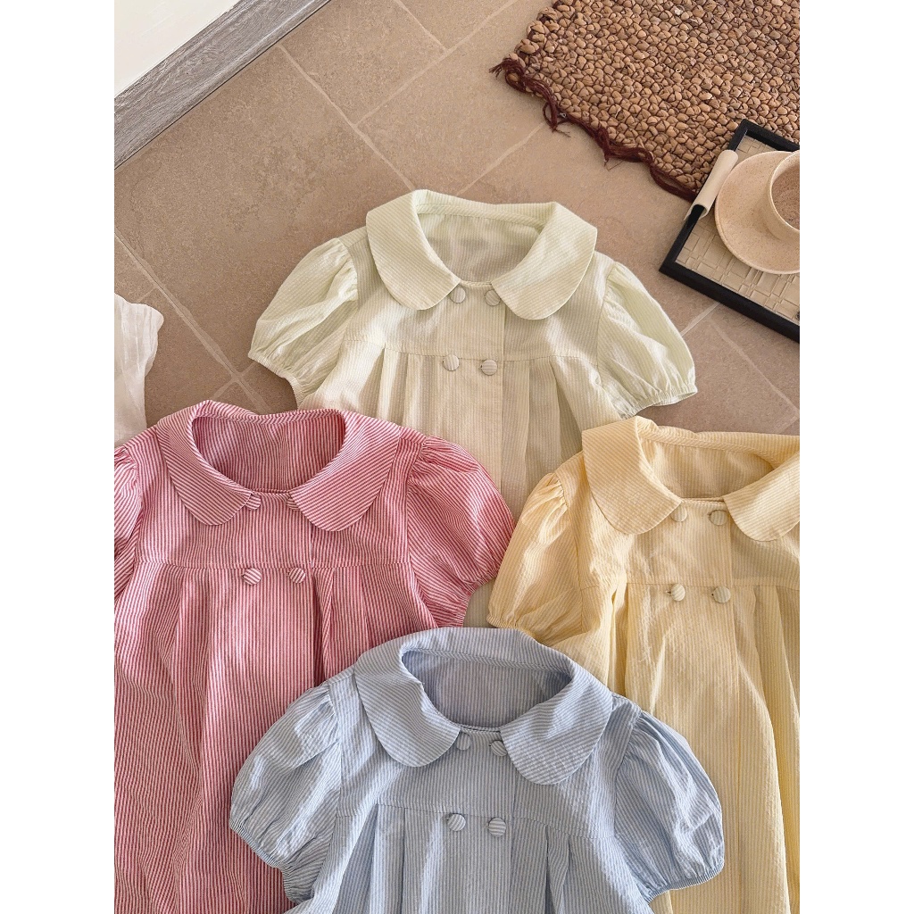 Áo babydoll sọc kẻ cúc bọc siêu xinh 6378 A155