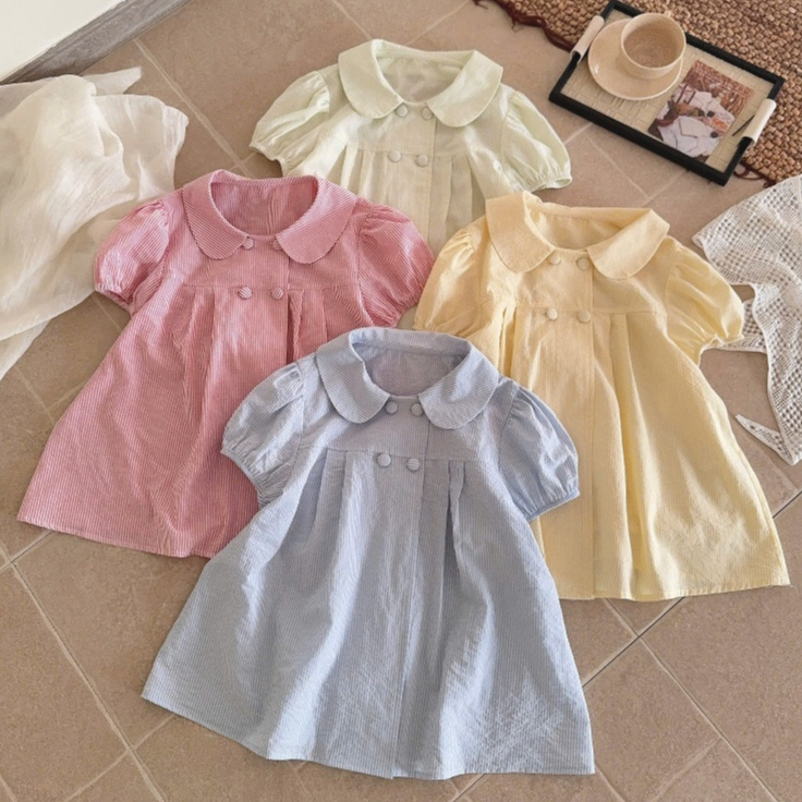 Áo babydoll sọc kẻ cúc bọc siêu xinh 6378 A155