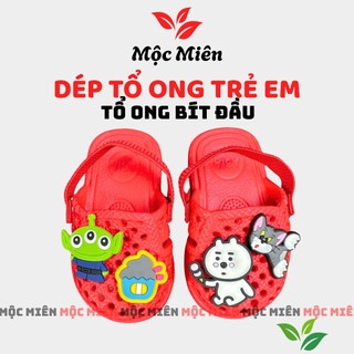 Dép Tổ Ong Bích Đầu Kèm Sticker Có Quai Cho Bé Dép Tập Đi Siêu Nhẹ Nhiều Màu