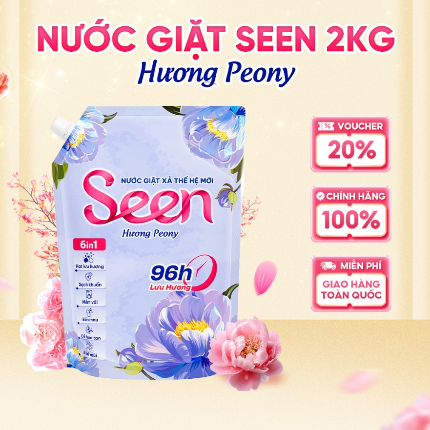 [MUA 1 TẶNG 3] Nước Giặt Xả 6in1 Seen Hương Peony – Lưu Hương 96H Sạch Dịu Nhẹ 2kg