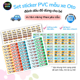 Set Sticker Dán Đồ Dùng Cho Bé - Mẫu ÔTÔ - Decal PVC chống thấm - ColorBoomShop