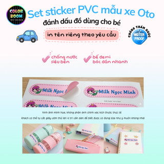 Set Sticker Dán Đồ Dùng Cho Bé - Mẫu ÔTÔ - Decal PVC chống thấm - ColorBoomShop