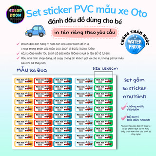 Set Sticker Dán Đồ Dùng Cho Bé - Mẫu ÔTÔ - Decal PVC chống thấm - ColorBoomShop