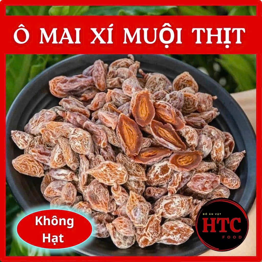 Ô mai xí muội không hạt loại 1 dẻo mềm chua ngọt mặn nhẹ, xí muội thịt ăn vặt cực ngon, HTC Food
