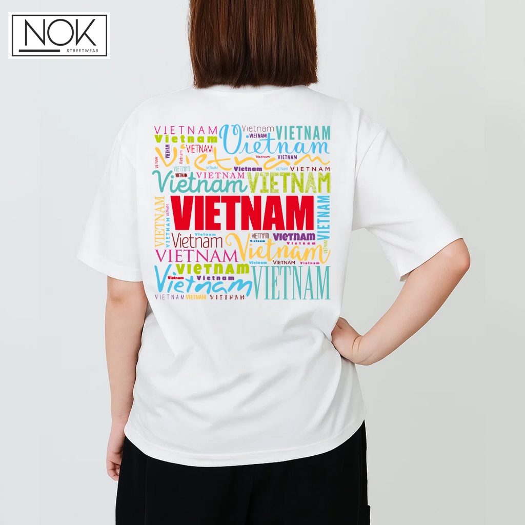 Áo thun nam nữ form rộng chữ độc lập tự do hạnh phúc Mặt sau in chữ Việt Nam nghệ thuật NOK - NS059