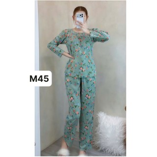 Tay dài quần dài tole lanh mặc nhà dành cho nữ thấm hút mồ hôi cho nữ từ 45kg-70kg