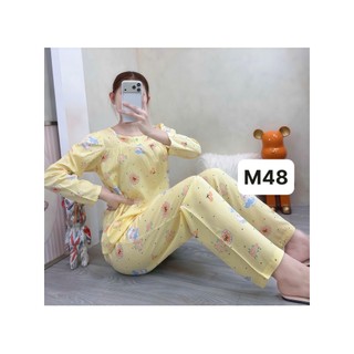 Tay dài quần dài tole lanh mặc nhà dành cho nữ thấm hút mồ hôi cho nữ từ 45kg-70kg
