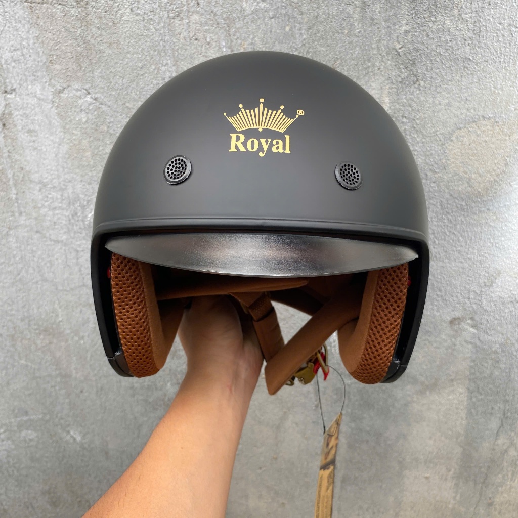 [ MÀU ĐEN NHÁM ] Mũ Bảo Hiểm 3/4 Royal M139 Trơn Kính Âm Chính Hãng, Chống Chói, Chống UV