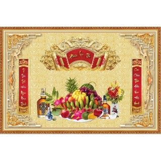 Tranh decor phòng thờ, tranh dán tường phòng thờ, tranh 3D in trên chất liệu vải lụa (shop sẽ gửi kèm keo dán)