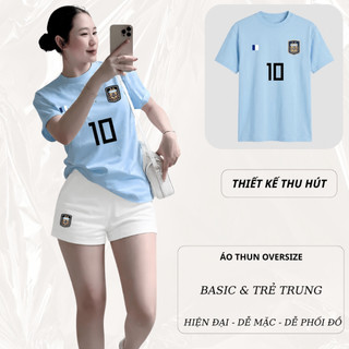 Bộ Áo Thun Nữ CHEPOL Form Rộng, Cổ Tròn, Phối Chân Váy, In Số 10, Chất Cotton(Áo Phông Xanh Biển+Quần Đùi Trắng)CP_22686
