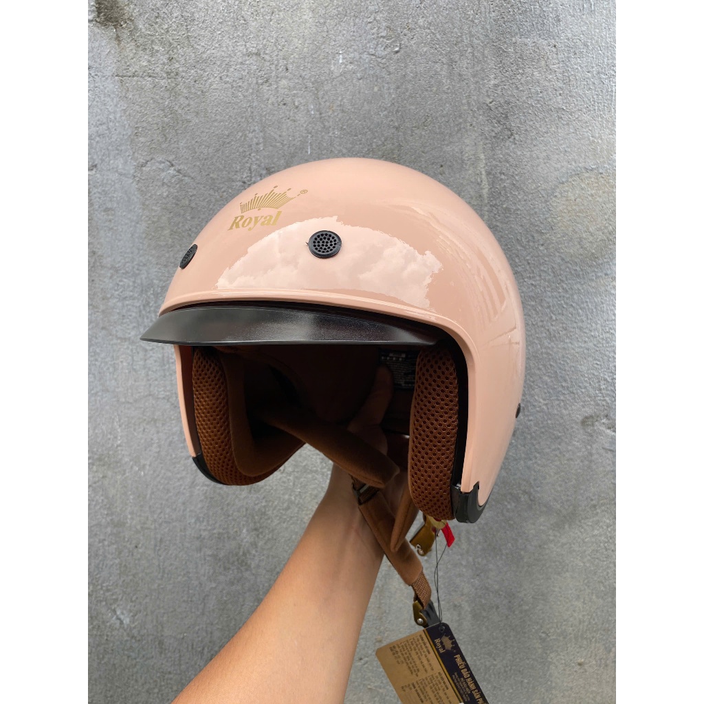 Mũ Bảo Hiểm [ MÀU HỒNG SỮA ] Chính Hãng Royal 3/4 M139 Nam Nữ Kính Dài, Nón Bảo Hiểm Kính Âm Tiện Lợi Bảo Hành 12 Tháng