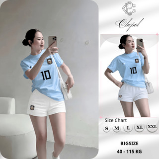 Bộ Áo Thun Nữ CHEPOL Form Rộng, Cổ Tròn, Phối Chân Váy, In Số 10, Chất Cotton(Áo Phông Xanh Biển+Quần Đùi Trắng)CP_22686