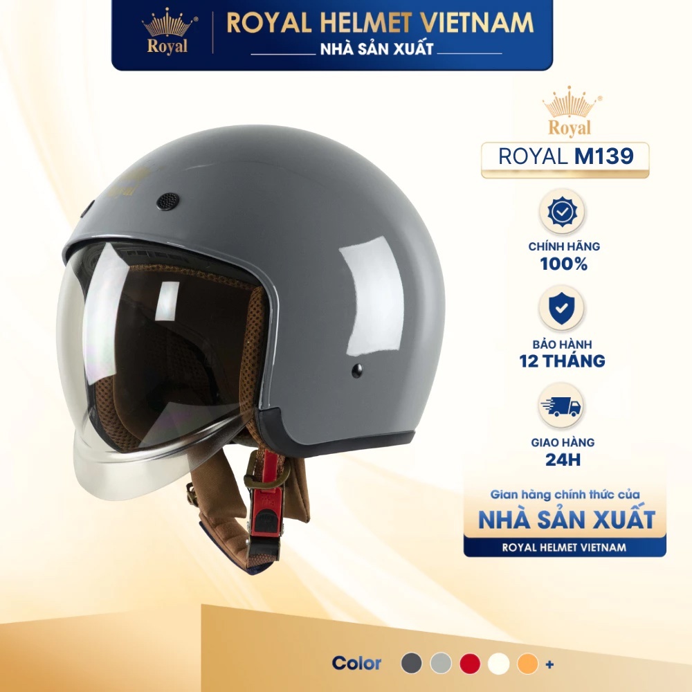 [ ĐỦ MÀU ] Mũ Bảo Hiểm 3/4 Royal M139 Trơn Kính Âm Chính Hãng, Chống Chói, Chống UV