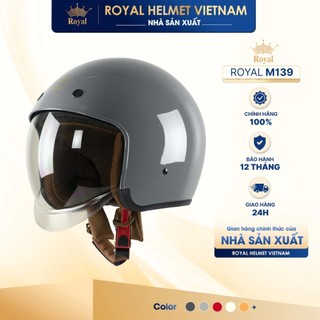 [MÀU XÁM XI BÓNG ] Mũ Bảo Hiểm Royal Chính Hãng M139 Kính Âm, Hợp Nam Nữ Tháo Lót Tiện Lợi Đội Êm