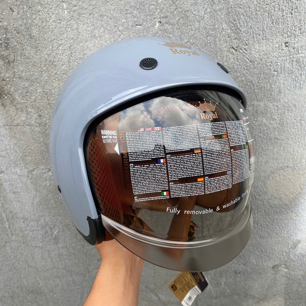 [ MÀU XÁM XI BÓNG ] Mũ Bảo Hiểm 3/4 Royal M139 Trơn Kính Âm Chính Hãng, Chống Chói, Chống UV
