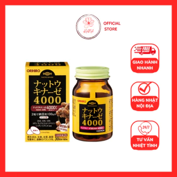 Viên uống đột quỵ Nattokinase Orihiro 4000FU, hỗ trợ phòng chống đột quỵ và tai biến 60 viên