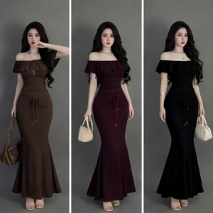 Sét áo bèo bẹt vai +chân váy đuôi cá dáng dài ,chất thun Ladong thời trang