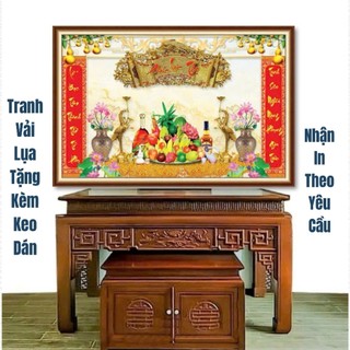 Tranh decor phòng thờ, tranh dán tường phòng thờ in trên chất liệu vải lụa (shop sẽ gửi kèm keo dán)