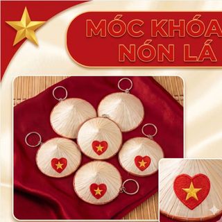 [Handmade] Móc Khóa Nón Lá Cờ Đỏ Sao Vàng – Quà tặng lưu niệm ý nghĩa dịp 30/4 , 2/9 (Size 6.5cm)