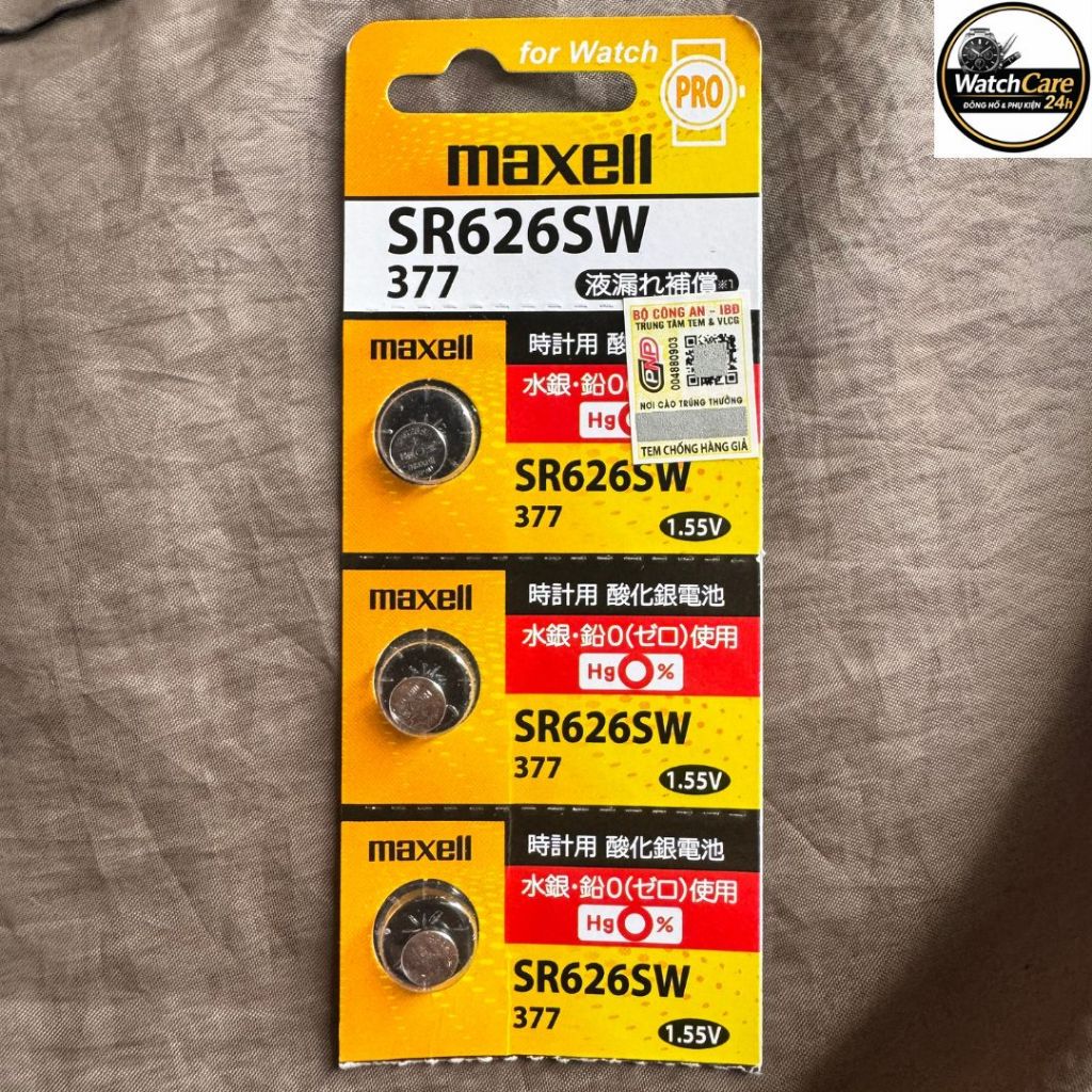 Pin đồng hồ Maxell SR626SW (377) 1.55V Chính Hãng – Pin Watch Nhật Bản, Dùng Cho Đồng Hồ Đeo Tay