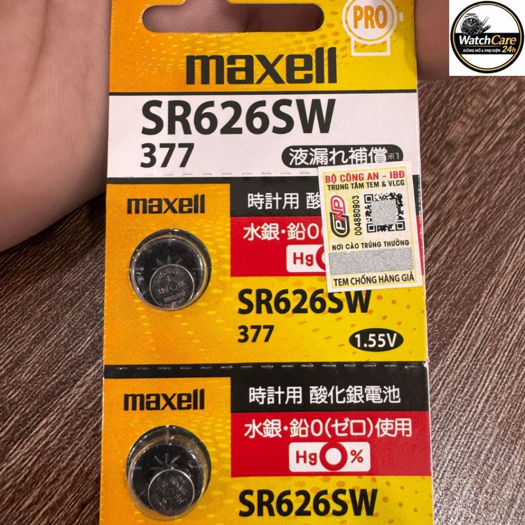 Pin đồng hồ Maxell SR626SW (377) 1.55V Chính Hãng – Pin Watch Nhật Bản, Dùng Cho Đồng Hồ Đeo Tay