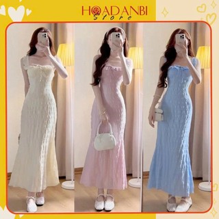 Váy maxi Hai dây ôm body dáng dài cánh tiên phong cách Hàn Quốc, Váy Hai Dây Cup Ngực Đuôi Cá
