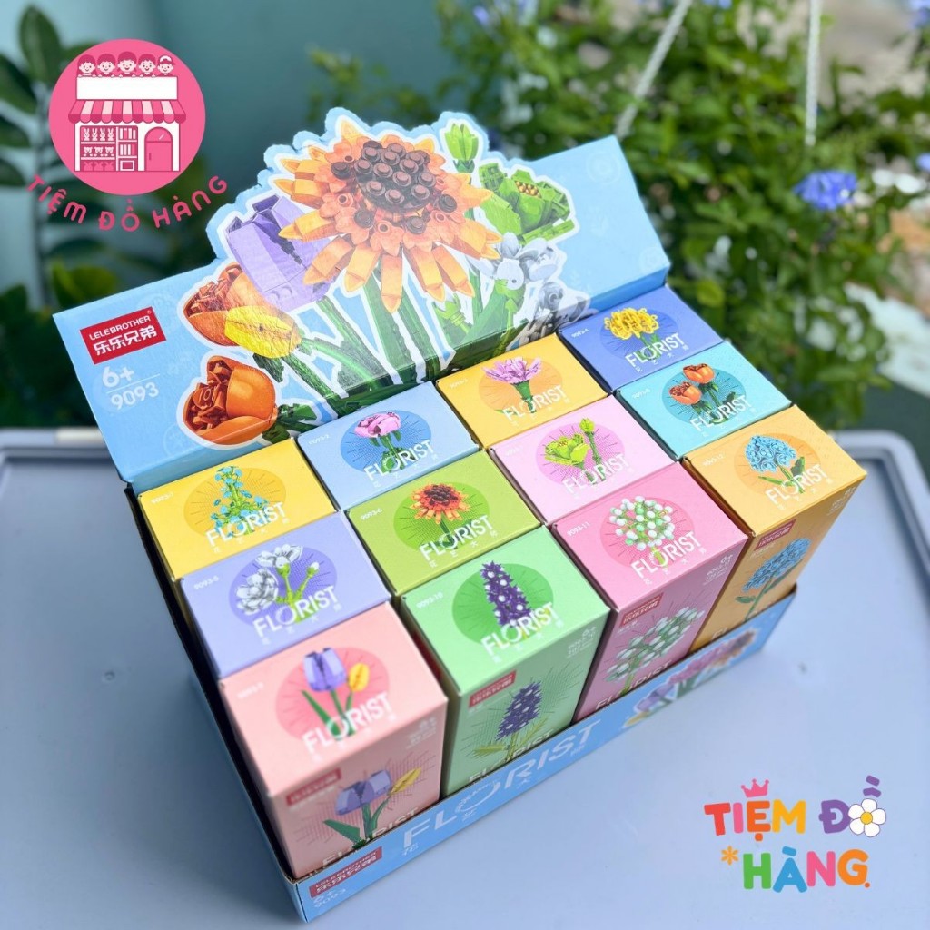 Set Đồ Chơi Lắp Ráp 12 Hộp Hoa Mini Trang Trí Đẹp