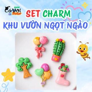 Set Charm Khu Vườn Bong Bóng Pastel Ngọt Ngào Với Hoa, Cây Xương Rồng, Bóng Bay Và Chiếc Ủng Dễ Thương Phong Cách Cute
