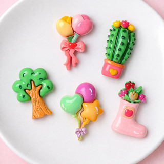 Set Charm Khu Vườn Bong Bóng Pastel Ngọt Ngào Với Hoa, Cây Xương Rồng, Bóng Bay Và Chiếc Ủng Dễ Thương Phong Cách Cute