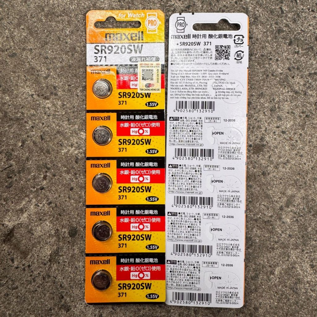 Pin Maxell SR920SW 371 CHÍNH HÃNG Nhật Bản - Thay Pin Đồng Hồ Đeo Tay Casio,Seiko,Citizen - Bền Bỉ