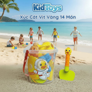Bộ xúc cát vịt vàng 14 món KidToys – đồ chơi đi biển kèm xô và bình tưới cho bé