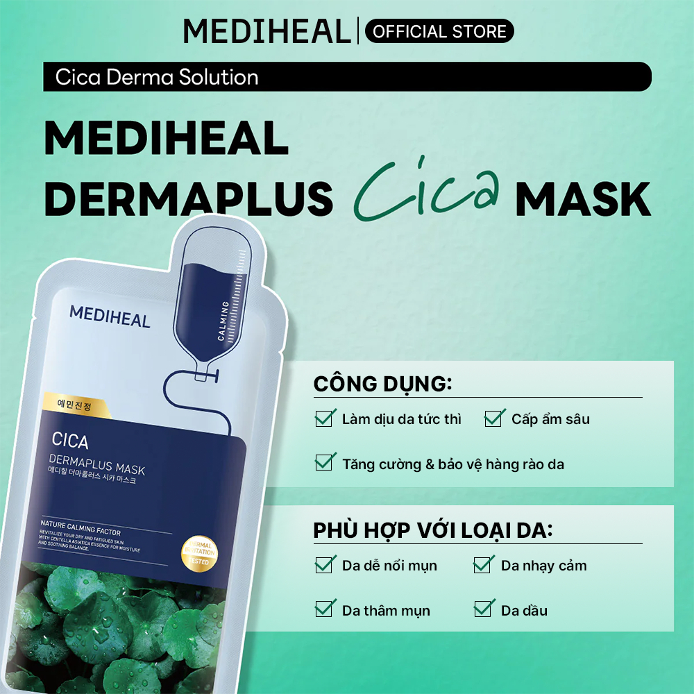 [Hannah] Combo 10 Mặt Nạ dưỡng da Mediheal Dermaplus Sheet Mask 22ml