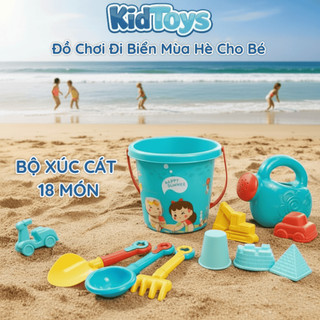 Bộ đồ chơi xúc cát vịt vàng xanh KidToys – đồ chơi đi biển an toàn cho bé